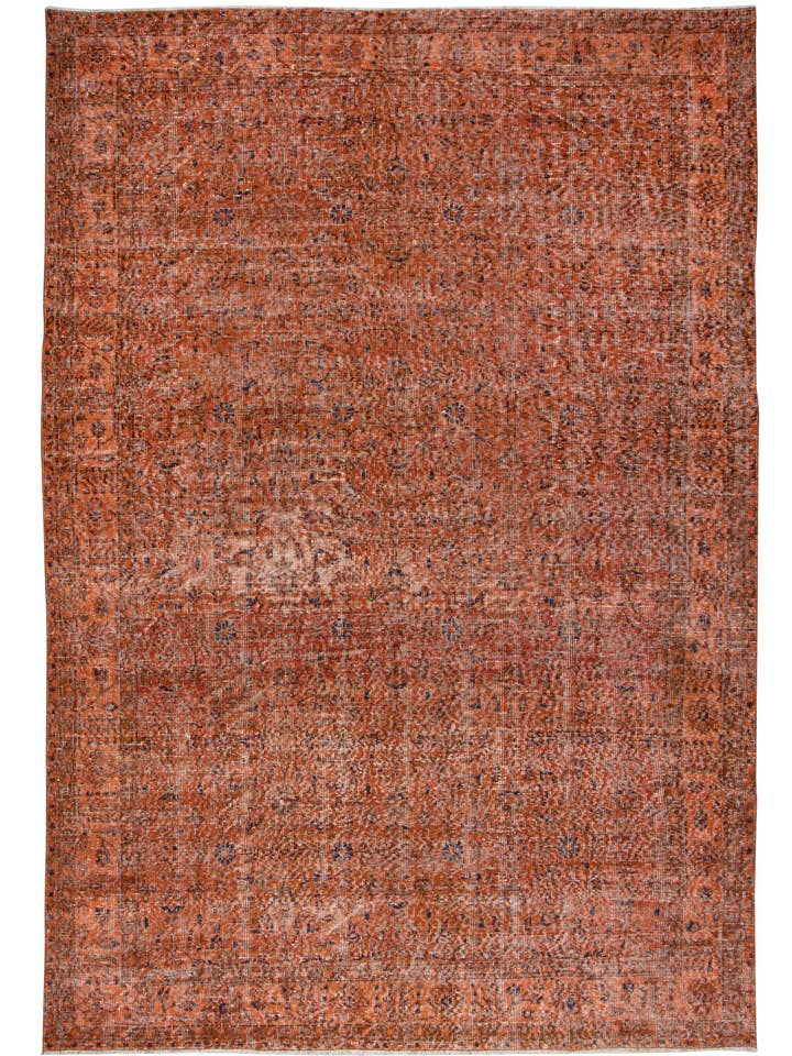 Tapete de área turca laranja reciclado artesanal moderno de 6,7 x 10 pés por atacado de Rug Specialist LLC.