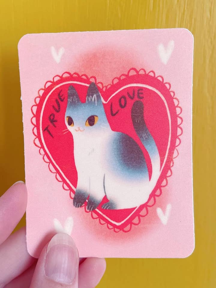 pegatina de vinilo impermeable de amor verdadero gato para venta al por mayor de Bunny Dee