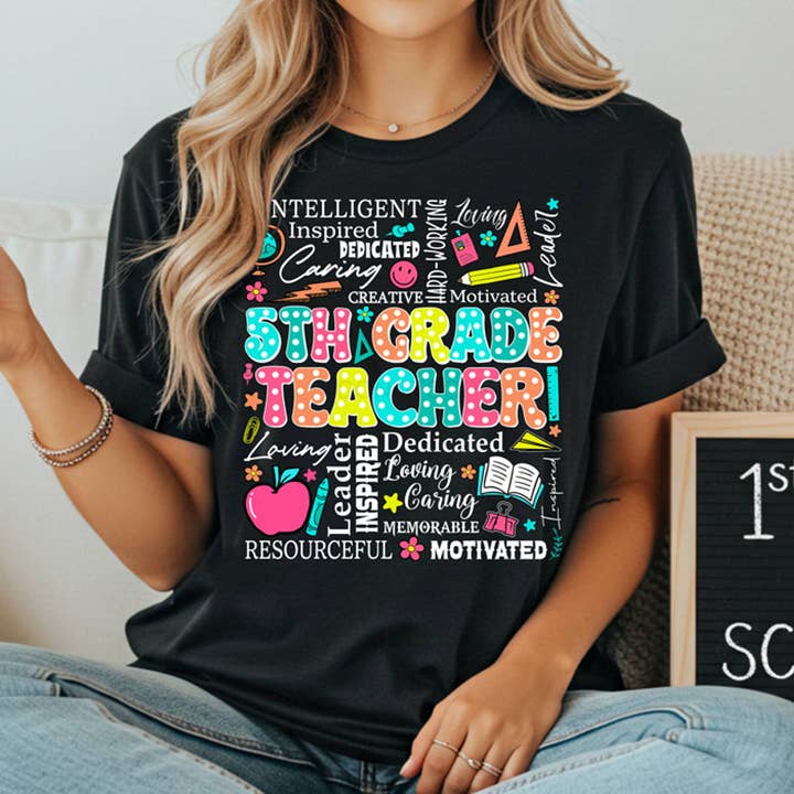 5th Grade Teacher Word Art DTF Heat Transfer for wholesale by Trendy Transfers