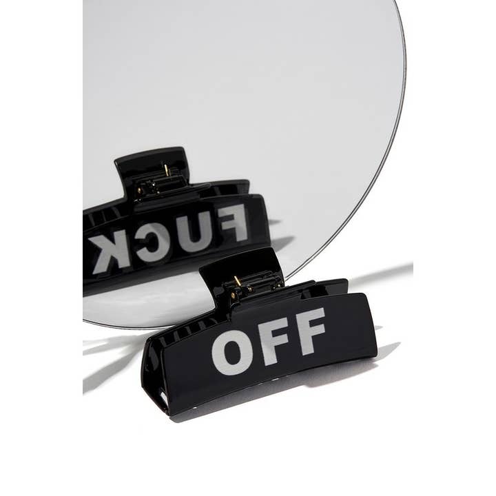 Black FUCK OFF HAIR CLIP for wholesale on Faire