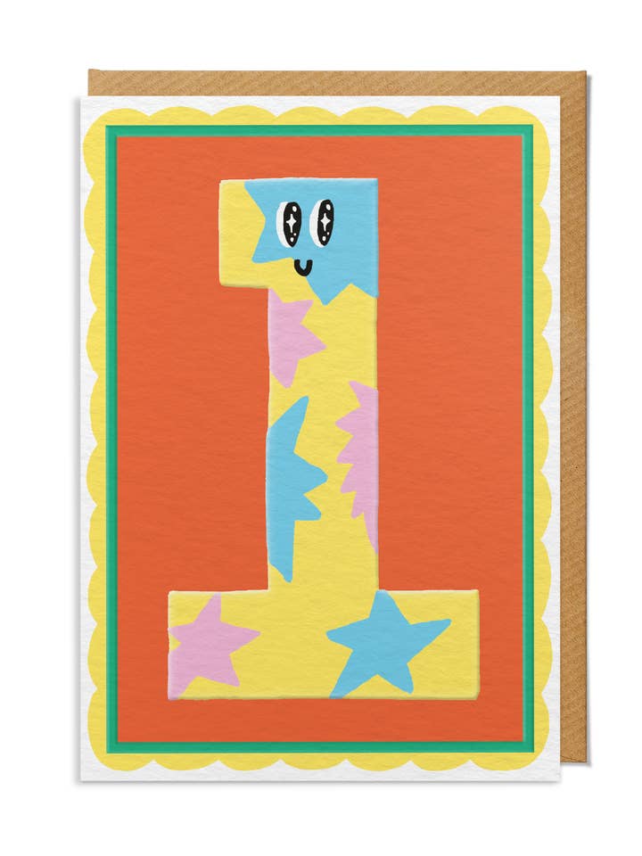 First (1st) Birthday Card — Smiling Zigzag Number for wholesale by SANDERS DE ROEPER