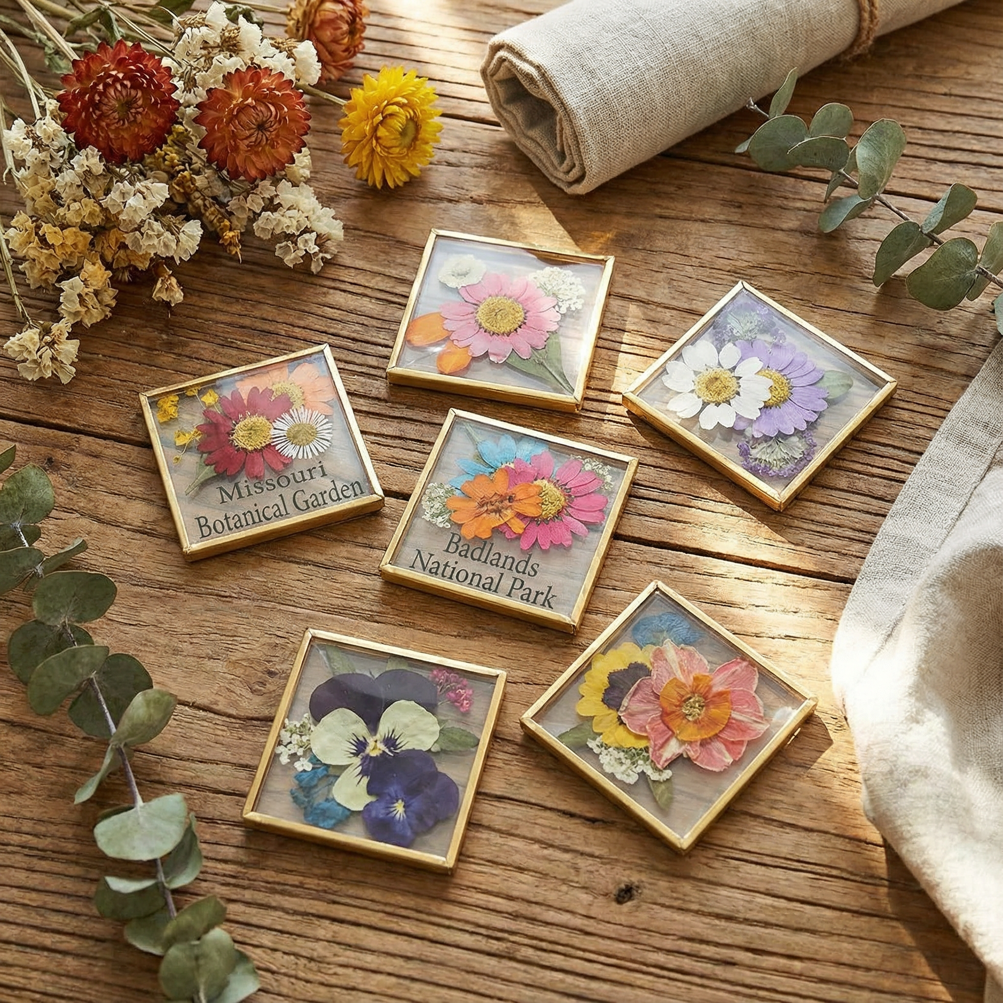 Sunnie Lane – Íman por atacado – Ímãs de Vidro Bisotado com Flores Reais Prensadas - Ímã Personalizado6