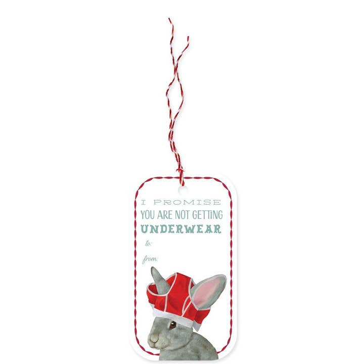 Bunnie Undie Holiday Gift Tags for wholesale by 23rd Day Paper Goods