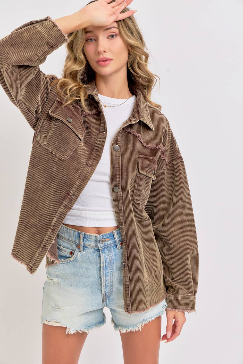 Sweet Lovely by Jen - Wholesale Shirt Jacket/Shacket - Women's -  CORDUROY SHACKET MINERAL WASHED COWBOY WESTERN COMBINED28