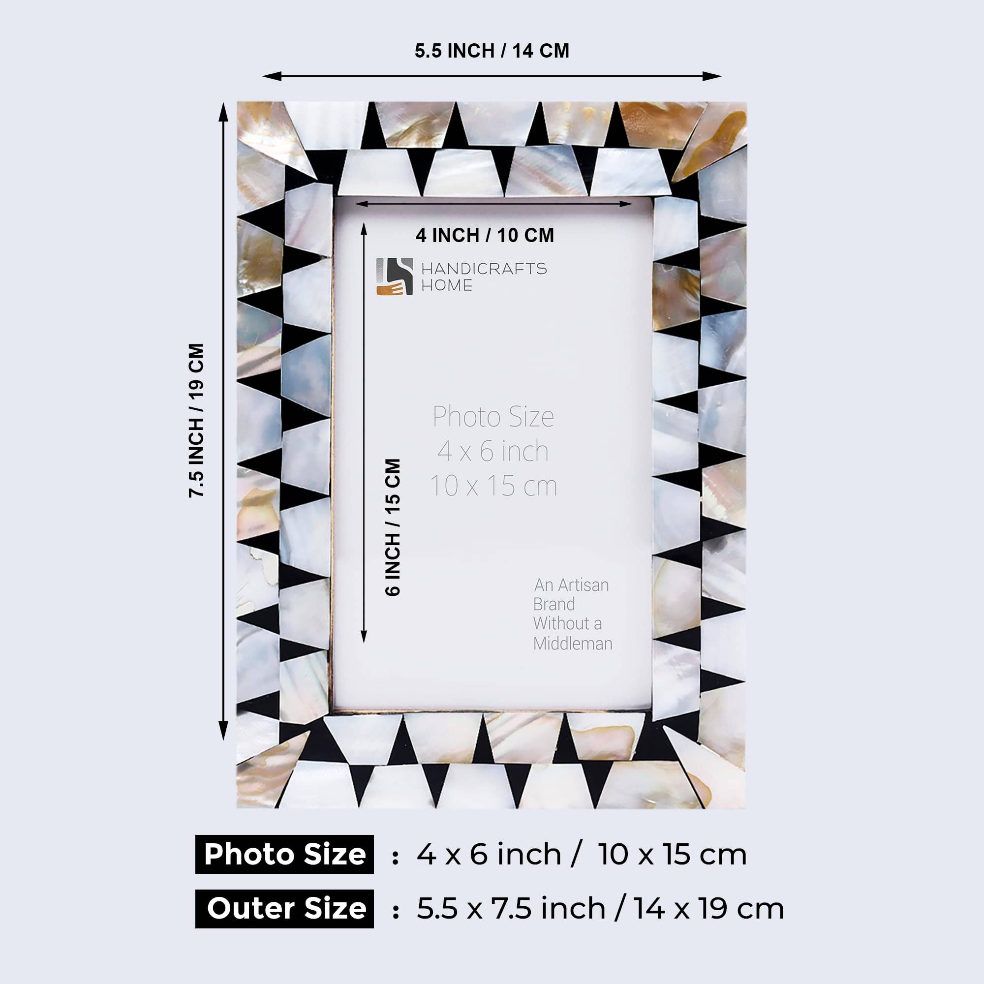 Handicrafts Home - Wholesale Picture Frame - Picture Frame Pearlescent Flash Mother of Pearl, 3 Sizes3