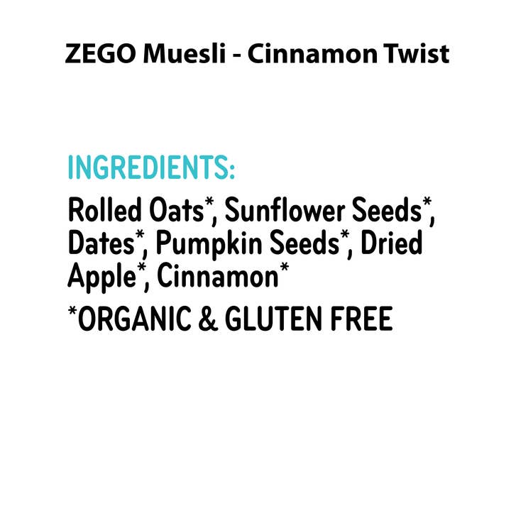 Zego - Wholesale Breakfast Cereal - Organic Gluten-free Nut-free Muesli: Cinnamon Twist (13 Oz)9