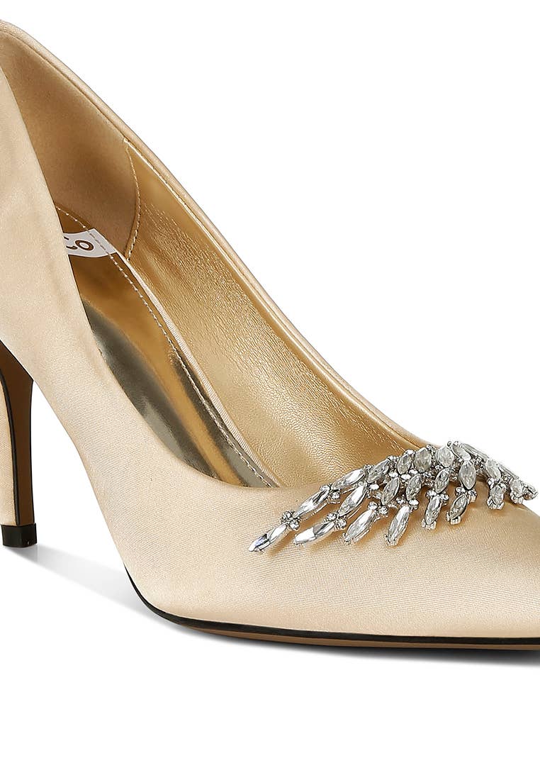 Rag Company - Wholesale High Heels - Women's - Rhodolia Diamante Brooch Detail Satin Pumps13
