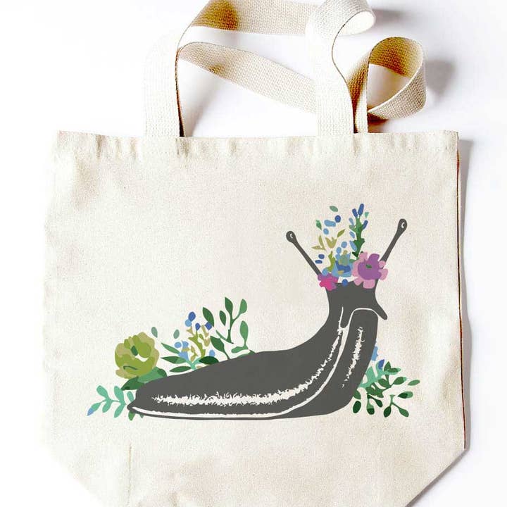 Pretty Slug Tote for wholesale by Potluck Press