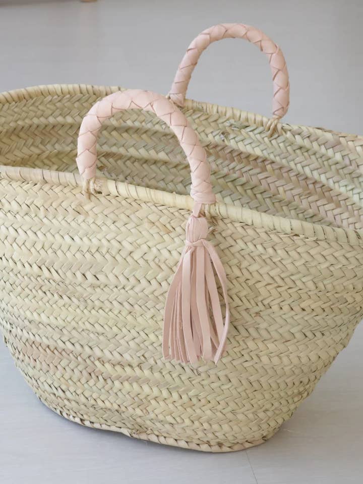 French Market Basket - Natural Leather straps for wholesale by Mikwi