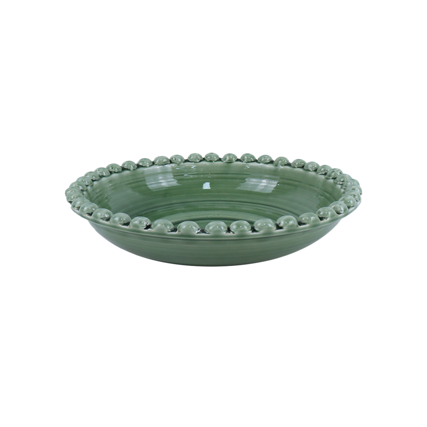 Opjet Paris - Wholesale Decorative Plate/Dish/Bowl - Green beaded centerpiece D34 H9.5cm0