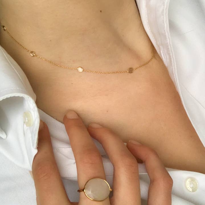 Sophie Deschamps Bijoux - Vendita all'ingrosso Girocollo/collier - Collana catena diamante polki Diana (CCHPR3)