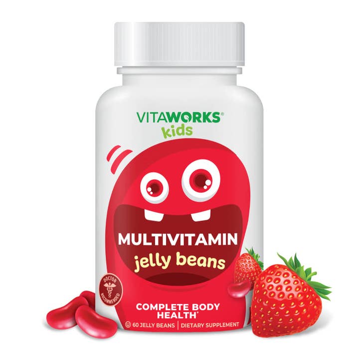 Naturlig jordbærsmag VitaWorks Kids Multivitamin Jelly Beans, sundhedsstøtte for engroshandel på Faire