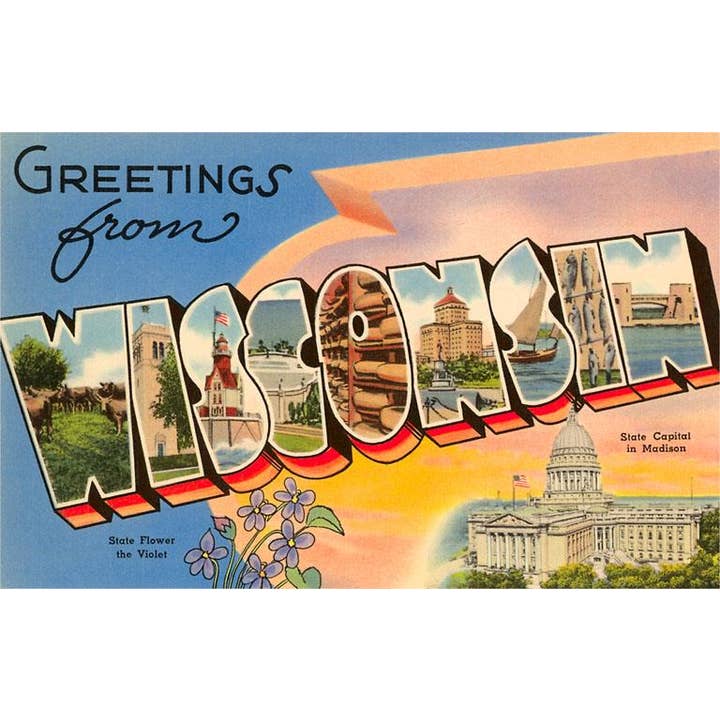 Found Image Press - Wholesale Postcard - Postcard WI-80 Greetings from Wisconsin