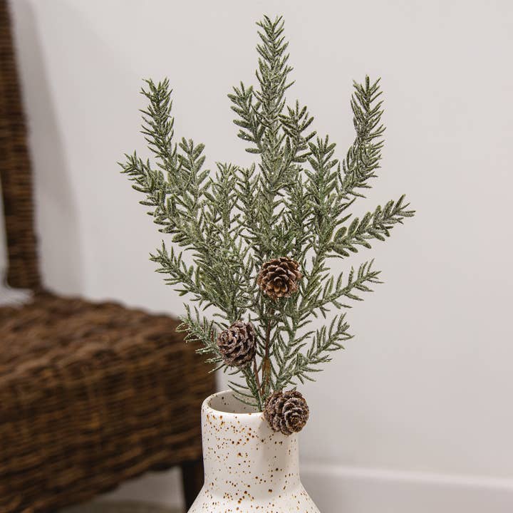 Saybrook Lane - Wholesale Artificial plant - First Frost Pine Spray w/Cones, 14"1
