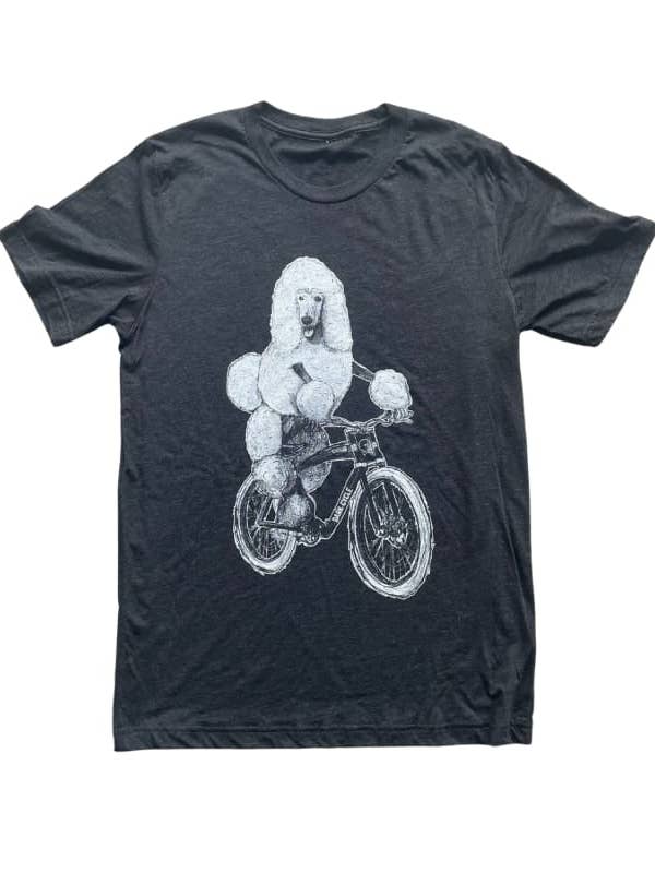 Poodle on A Bicycle Men's/Unisex Shirt for wholesale by Dark Cycle Clothing