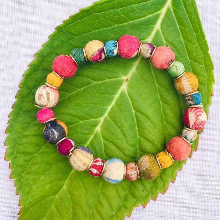 Sari Bead With Gold Accent Bracelet for wholesale by Hopes Unlimited