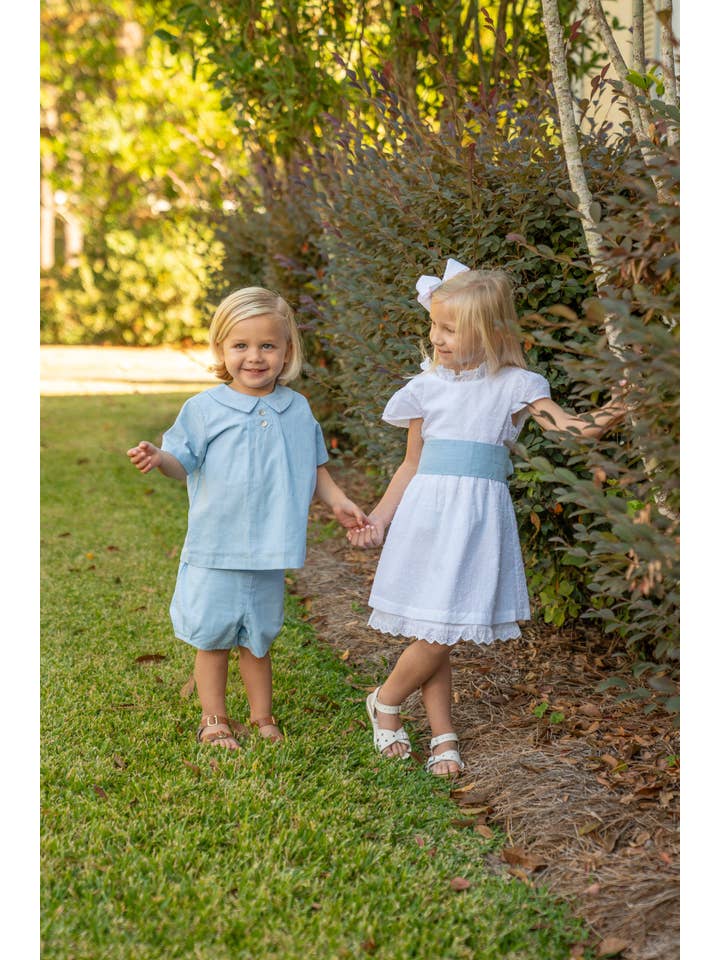 The Oaks Apparel Company - Wholesale Top & Short Set - Kids - Joseph Blue Linen Short Set