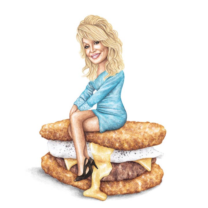 Celebs on Sandwiches - Wholesale Art Print - Dolly Parton #2 - Watercolor Print