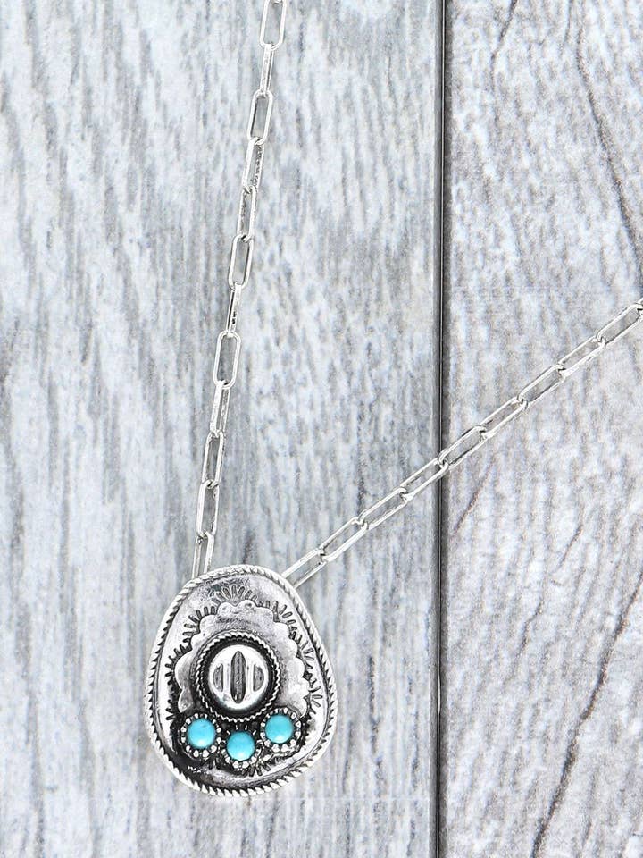COLLANA CON CATENA E CAPPELLO DA COWBOY TURCHESE OCCIDENTALE 12163 per la vendita all'ingrosso da parte di anbfashion