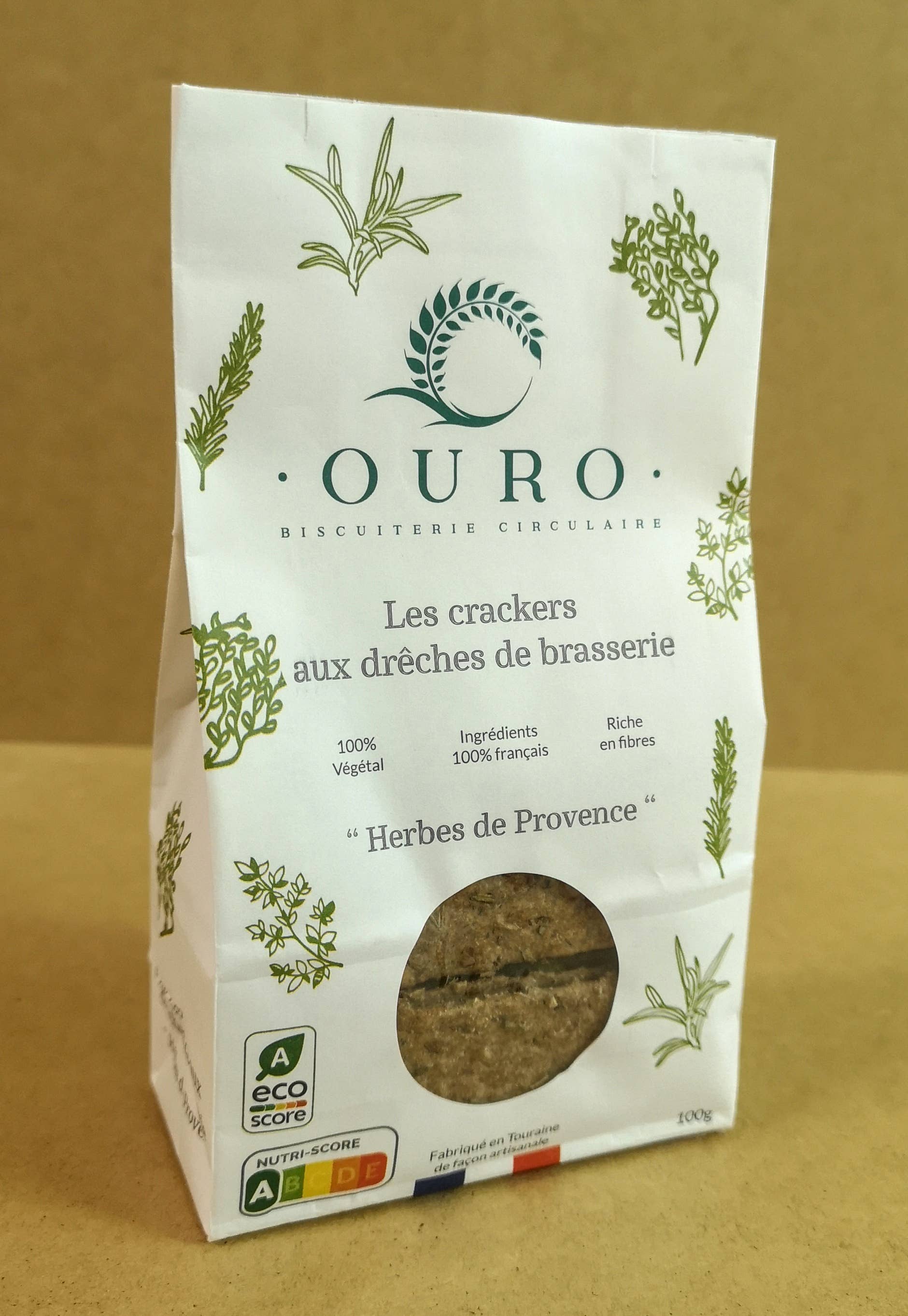 Biscuiterie OURO – Engroshandel Kiks – „Herbes de Provence“ kiks med bryggeri-dregs [100g]2