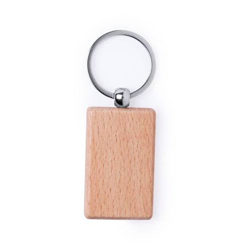 eBuyGB Craft Blanks - Vente Porte-clés – unisexe - Porte-clés en bois rectangulaire ou rond avec anneau métallique3