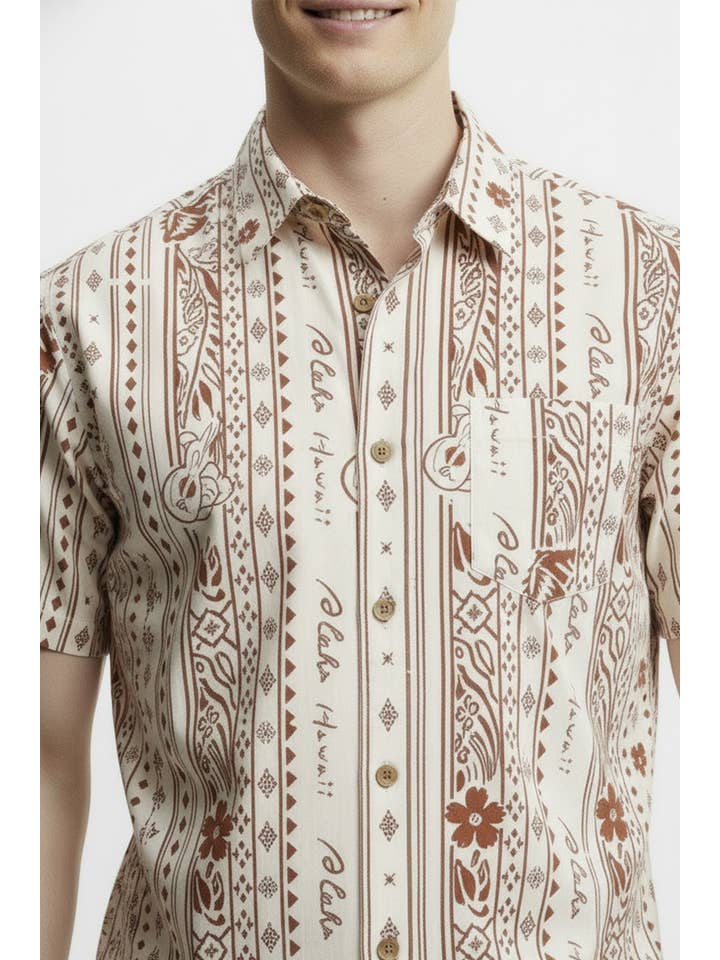 254 Camisa Masculina Estampada de Algodão com Mangas Curtas para venda a revendedores na Faire2