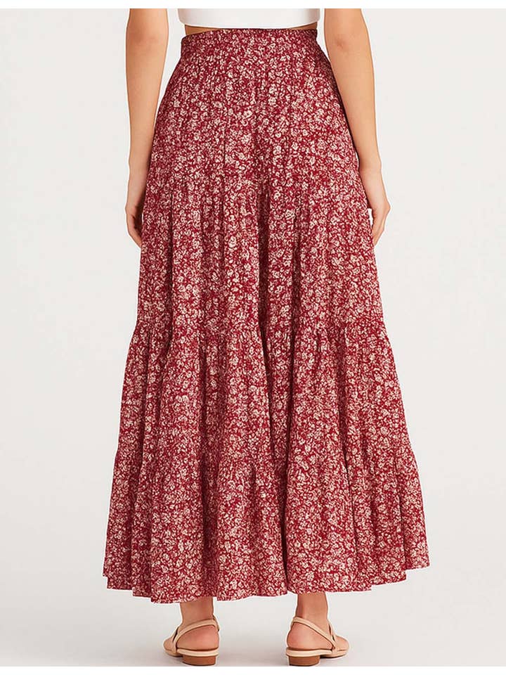 Sweetkama - Wholesale Skirt - Women's - Ladies Boho Elastic Waist Ruched Drawstring Skirt1