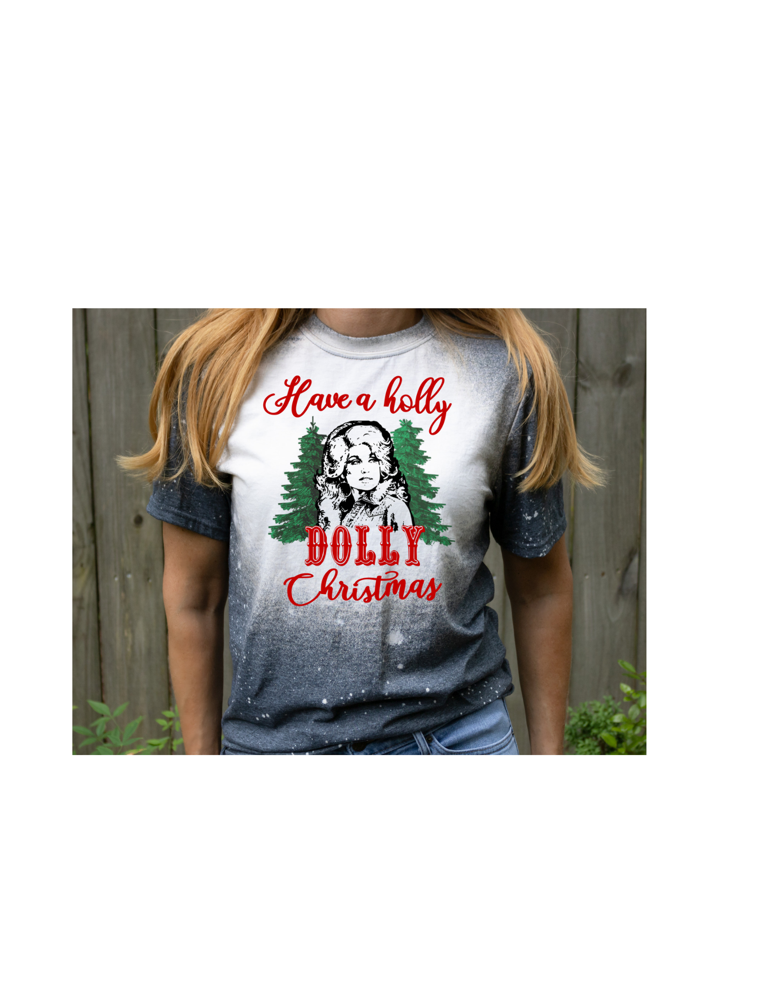 4 little hearts - Wholesale Screen Printed T-Shirt - Women's - Holly dolly christmas bleached tee2