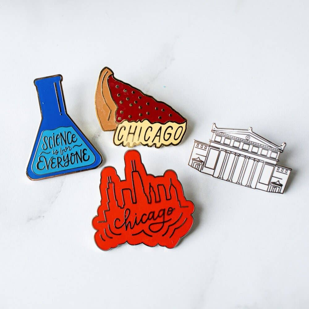 Lettering Works - Wholesale Lapel Pin/Button - Chicago Skyline Enamel Pin6