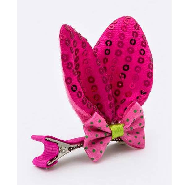 POLKA DOTS BOW & SEQUINS BUNNY EAR HAIR CLIP for wholesale by Paperdoll