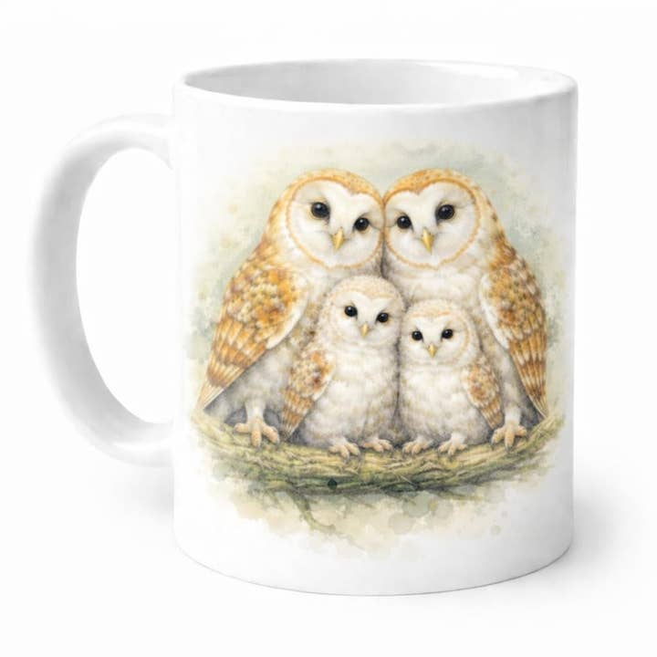 Familie der Schleiereulen 4 Keramik 11oz Tasse für den Großhandel von Brew Crew Gifts