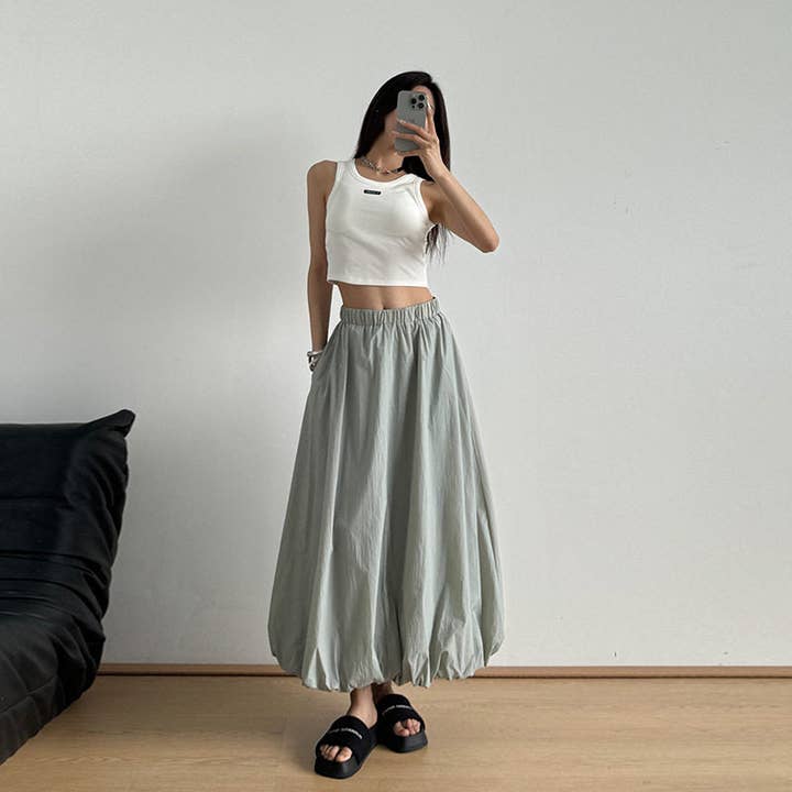 A-formet midinederdel med elastisk talje for engroshandel hos Mirazshoes WholeSale