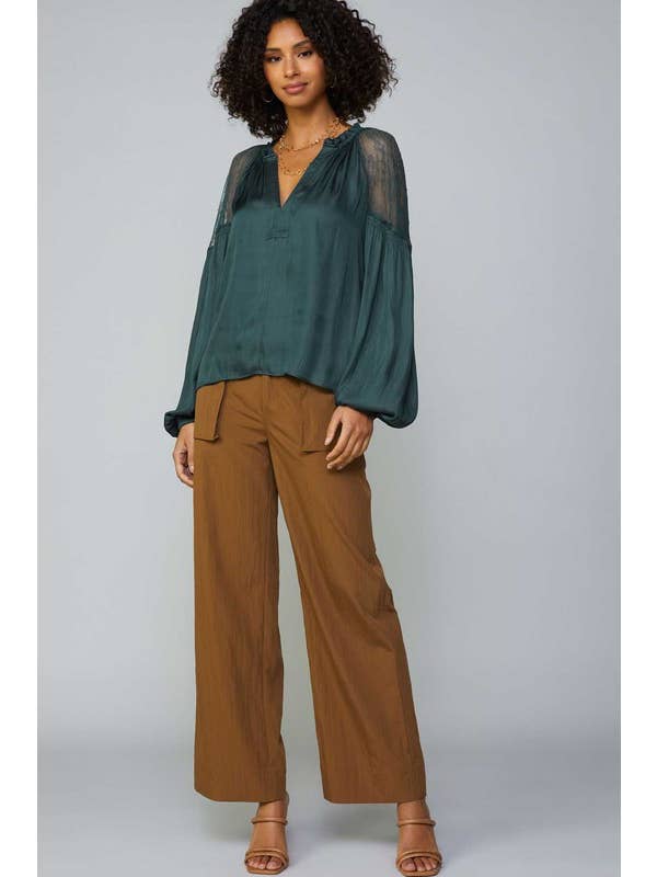 Current Air - Wholesale Blouse - Women's - Shoulder Lace Contrast Blouse1