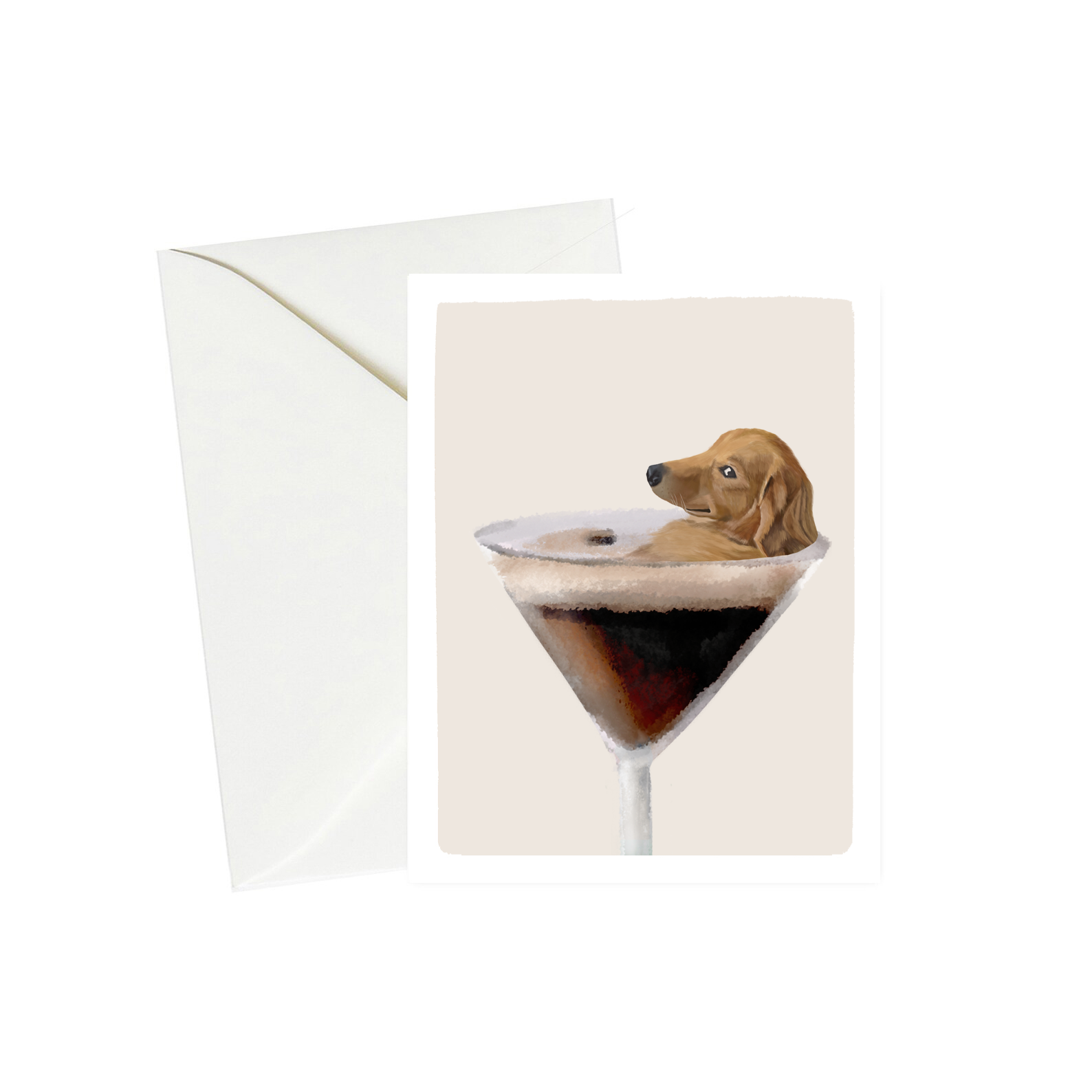 Pawssionate Art - Wholesale Congratulations Card - Golden Retriever Espresso Martini Card 1