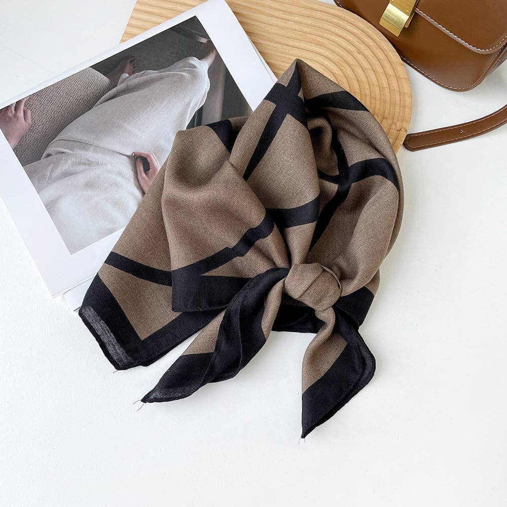 Dipped Shop - Wholesale Scarf - Women's - Splicing Print Vintage Square Silk Scarf DP25G45211