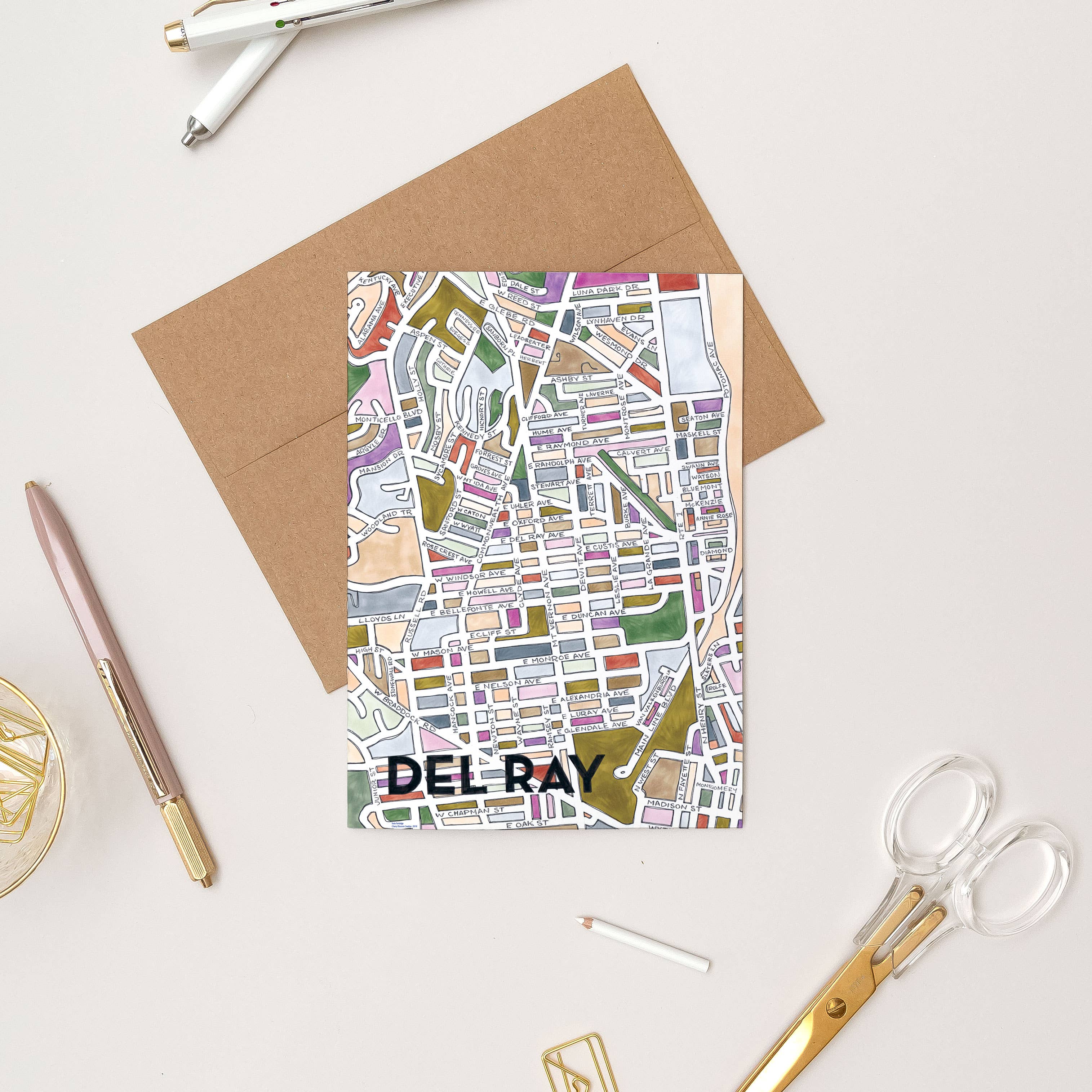 Terratorie Maps + Goods - Wholesale Everyday Greeting Card - Del Ray Map Art Greeting Card0