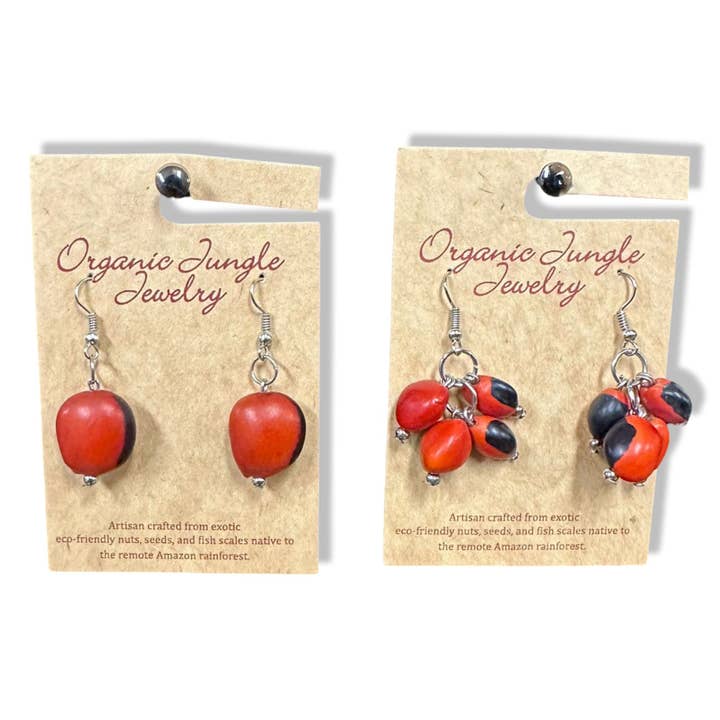 Sanyork Fair Trade - Wholesale Dangle Earrings - Peruvian Huayruro Earrings Seeds Bunch Design