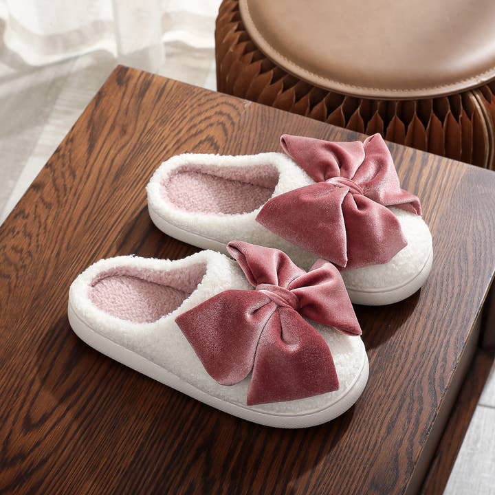 Winter Warm Bow Cotton Slippers for Women_CWSHF00227 for wholesale by ACCITY
