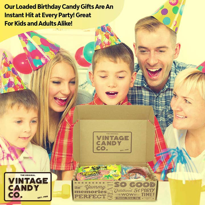 Vintage Candy, LLC - Wholesale Hard Candy - Happy Birthday Candy Care Package For Birthday Girl or Boy