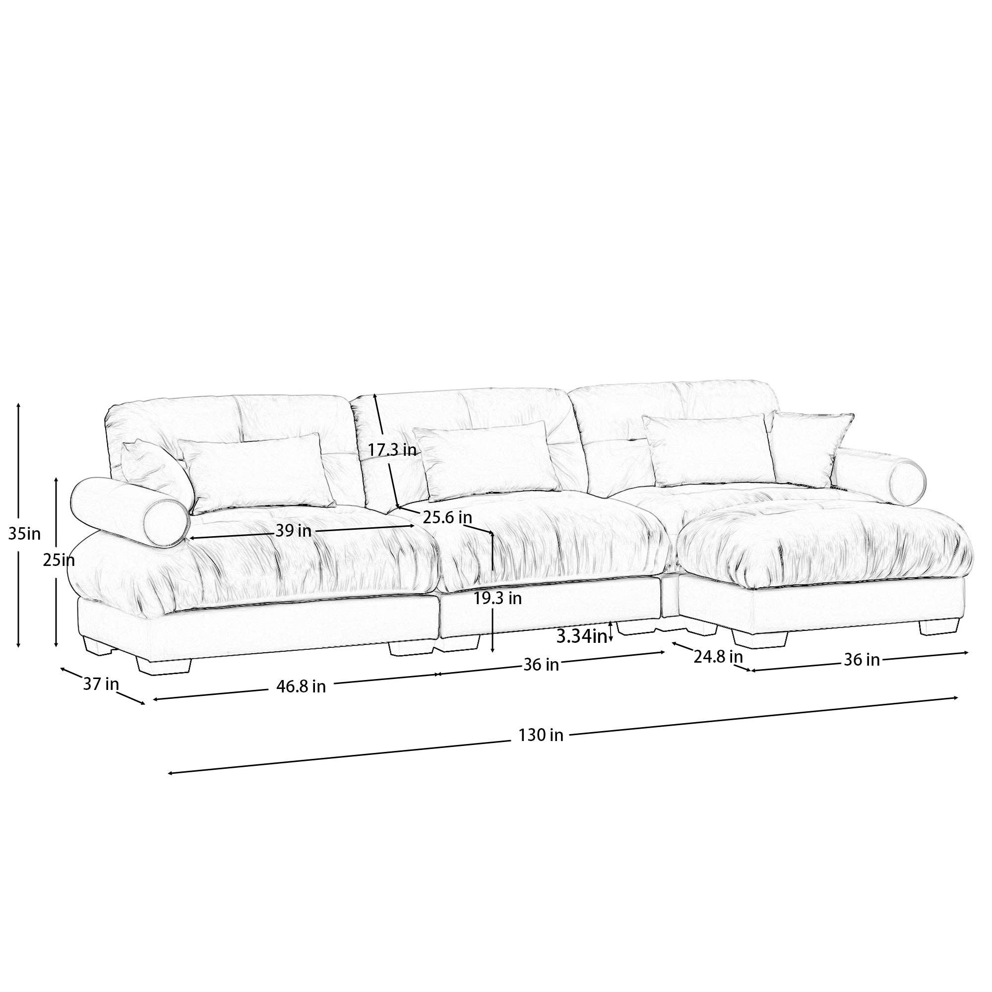 39F Inc. - Wholesale Sofa - Oversized Olive Green Velvet Sectional Sofa with Ottoman2