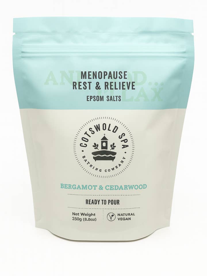 Menopause R & R Epsom Bath & Foot Spa Soak – 250g Pouch  for wholesale by Cotswold Spa Bathing Company