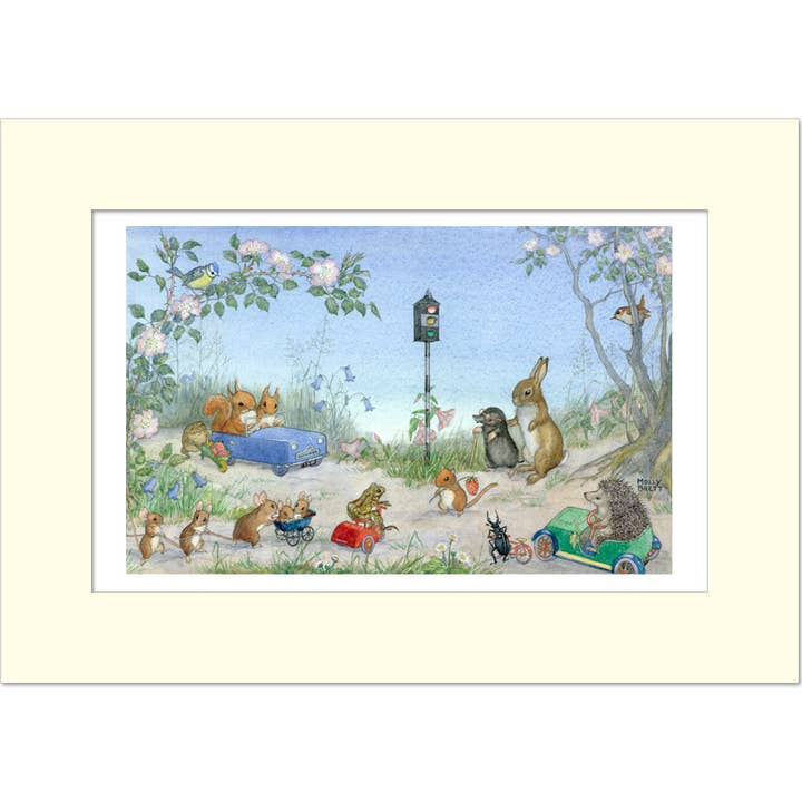 En el semáforo por Molly Brett - Impresión montada A3 para venta al por mayor de Ganymed Press