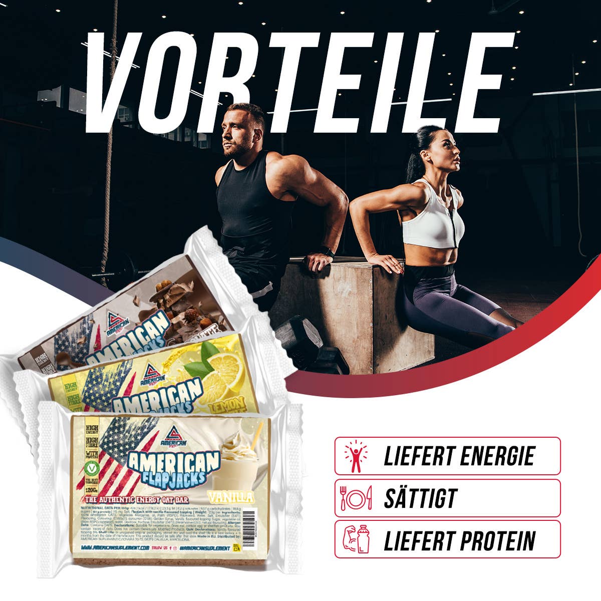 AMERICAN SUPLEMENT S.L. – wholesale Snacksbar – Havreflapjack med protein 24 enheter x120 g15
