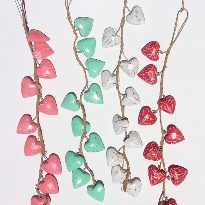 Trä 10 hjärta Strängar för wholesale av Bamboo Source Tropical Decor