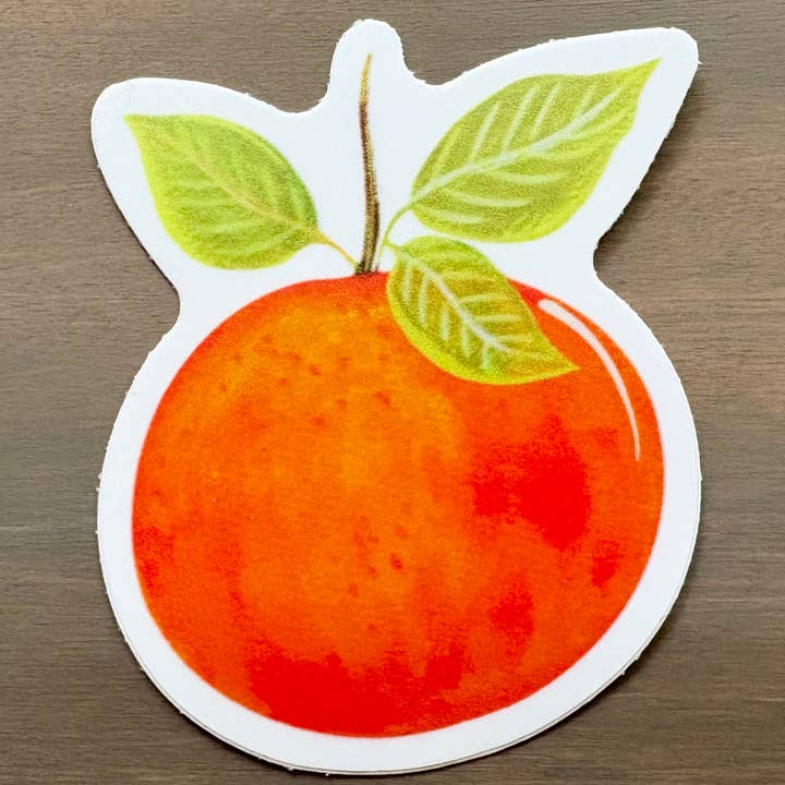 Juicy Summer Orange Waterproof Vinyl Sticker for wholesale by Maryellen Kim Art And Design