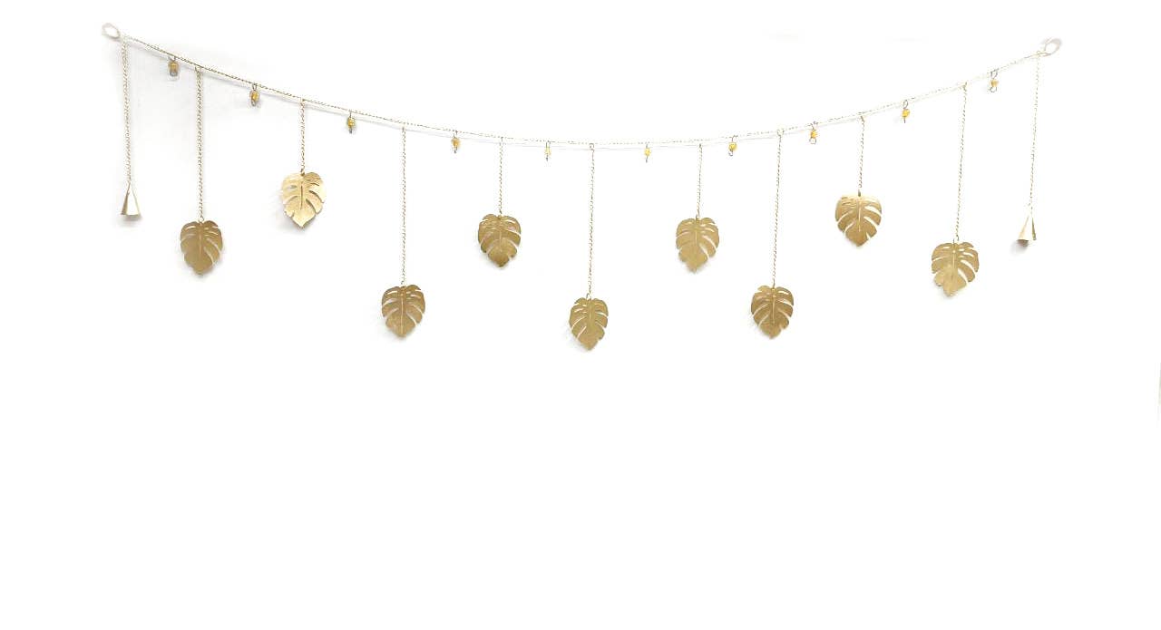Mira Fair Trade - Wholesale Bunting/Garland - Golden Monstera Garland1