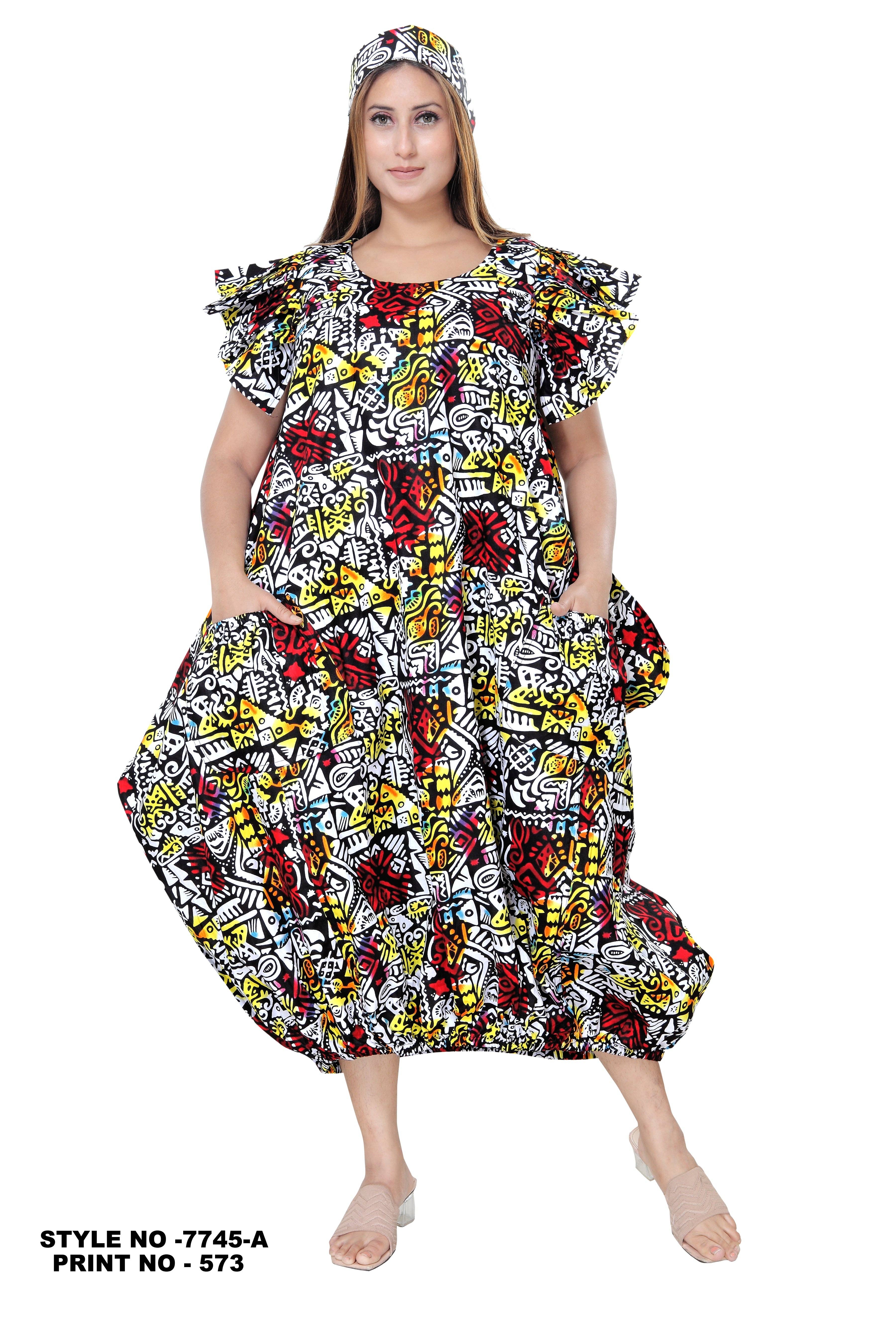 KaraChic - Wholesale Dress - Women's - Women's Ankara Dress with Pleated Sleeve - African Prints2