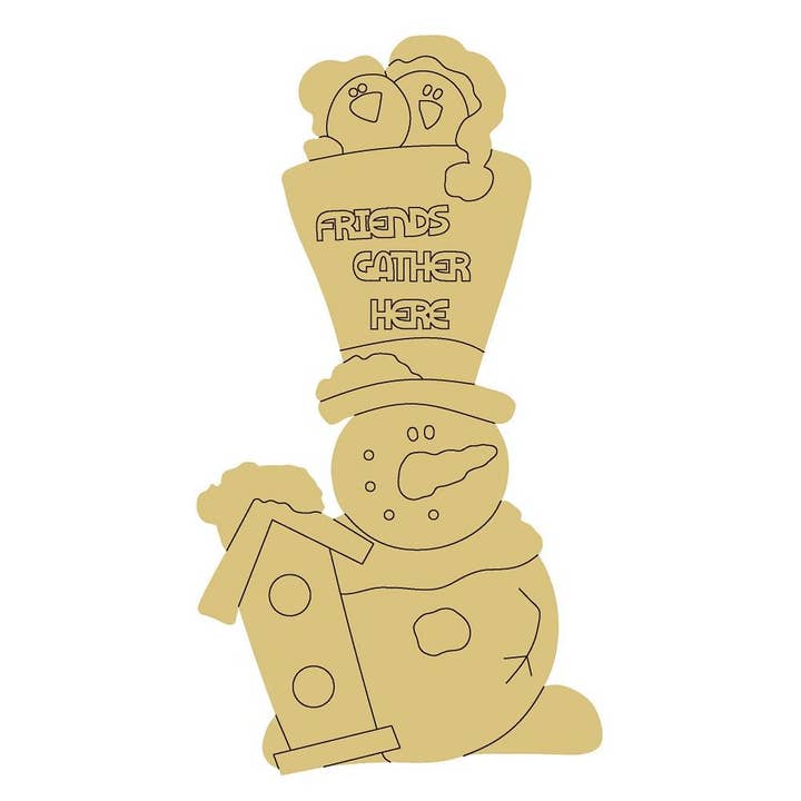 Snowman Design By Lines Unfinished Wood Cutout Style 23 for wholesale by Diverse Woodworking