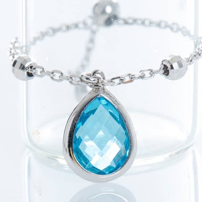 Anel de corrente de topázio azul em ouro maciço 14K por atacado de Chatoyant