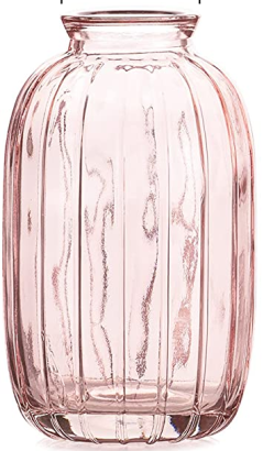 Sweet Home Deco - Wholesale Vase - Pleated Glass Bud Vases, Small Glass Vases, Clear/Pink/Grey4
